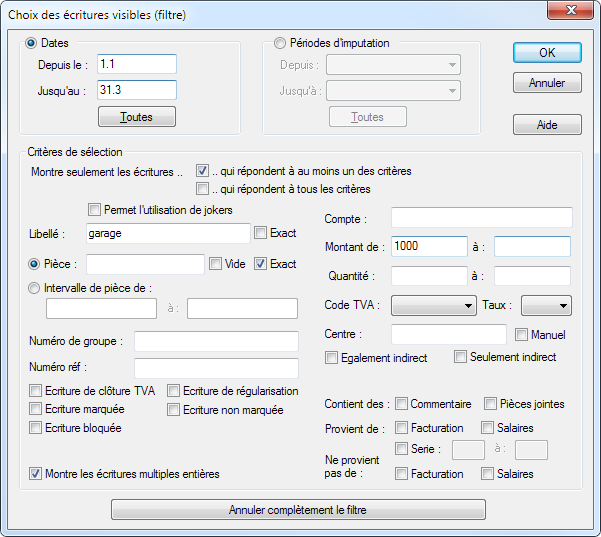 Le Filtre Dans Le Journal Et Un Extrait De Compte Cresus Comptabilite Support Cresus