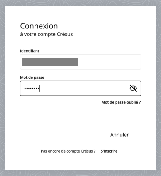 Écran de connexion sans bouton de connexion